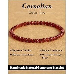 4Mm Natural Gemstone Beaded Bracelet, Healing Crystal Yoga Bracelets For Women &